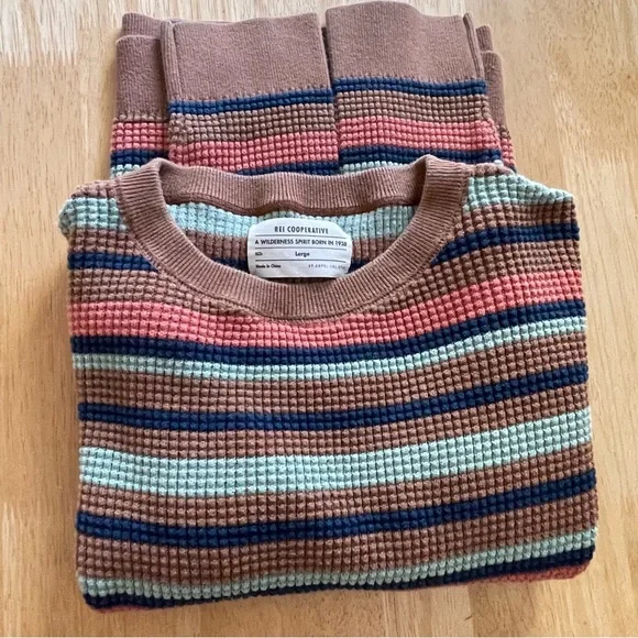 REI Co-op Women’s Lg Wallace Lake Waffle striped Sweater Multicolor Long Sleeve - Picture 14 of 14